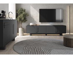 Pro-meubels - Tv meubel Ankara - Zwart mat - 199cm - Tv kast - Staande tv meubel