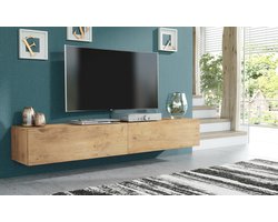 Pro-meubels - Zwevend Tv-meubel - Tv kast - Tunis - Eiken - 200cm 2x100cm