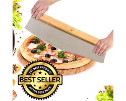 PRO Pizzasnijder RVS met houten handvat - Pizza Mes - Pizza snijder - Deegsnijder - Pizza verdeler wiegemes - Pizzames