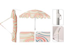 ProBeach - Strandparasol - 160 cm – UPF 30+ – Crème met Vrolijke Accenten – Inclusief Opberghoes