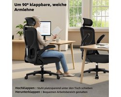 ProComfort Ergonomische Bureaustoel – 3D Hoofdsteun & 4D Schuim Lendensteun – Kantelbare Draaistoel met Opklapbare Armleuningen – Ademend Mesh, In Hoogte Verstelbaar, 150 kg Draagkracht – Modern – Altameubel