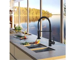 Productgigant - Uittrekbare spoelkraan - Flexibele Horecakraan - zwarte kraan