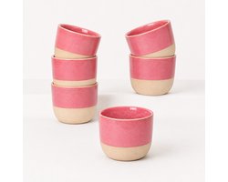 Proefer 6x Roze Keramieken Koffiekopjes – 150ml - Steengoed Kopjes met Glazuur – Vaatwasser- & Magnetronbestendig – Moderne Koffie Kopjes