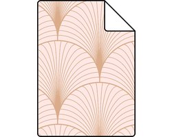 Proefstaal ESTAhome behang art deco motief zacht roze en roségoud - 53 cm x 10.05 m - 139229-S