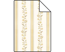 Proefstaal ESTAhome behang bloemen en strepen geel - 26.5 x 21 cm - 132361-S