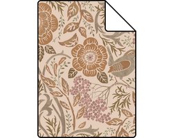 Proefstaal ESTAhome behang bloemen en vogels in art nouveau stijl beige, terracotta en oudroze - 53 cm x 10.05 m - 139567-S