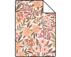 Proefstaal ESTAhome behang bloemen vergrijsd groen, roze en paars - 26.5 x 21 cm - 131451-S