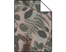Proefstaal ESTAhome behang bosdieren oudroze, groen en bruin - 53 cm x 10.05 m - 139252-S