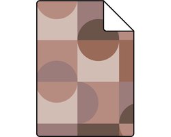 Proefstaal ESTAhome behang cirkels in Bauhaus stijl bruin en mauve paars - 50 x 900 cm - 131241-S