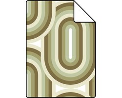 Proefstaal ESTAhome behang retro ornamenten olijfgroen - 26.5 x 21 cm - 130984-S