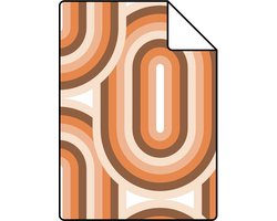 Proefstaal ESTAhome behang retro ornamenten oranje en bruin - 130983 - 26,5 x 21 cm