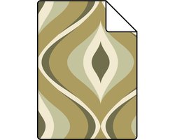 Proefstaal ESTAhome behang retro ornamenten vergrijsd groen - 26.5 x 21 cm - 130987-S