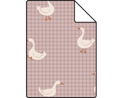 Proefstaal ESTAhome behang schattige ganzen paars - 26.5 x 21 cm - 132188-S