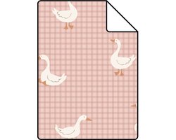 Proefstaal ESTAhome behang schattige ganzen roze - 26.5 x 21 cm - 132186-S