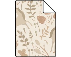 Proefstaal ESTAhome behang unicorns beige en terracotta roze - 26,5 x 21 cm - 139806-S