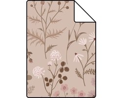 Proefstaal ESTAhome behang veldbloemen oudroze en lila paars - 26,5 x 21 cm - 139841-S