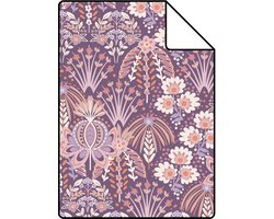 Proefstaal ESTAhome behang vintage bloemen in art nouveau stijl paars - 50 x 900 cm - 130973-S