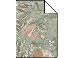 Proefstaal ESTAhome behang vintage bloemen in art nouveau stijl vergrijsd groen en oudroze - 53 cm x 10.05 m - 139419-S
