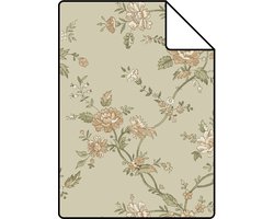 Proefstaal ESTAhome behang vintage bloemen vergrijsd groen - 26.5 x 21 cm - 132209-S