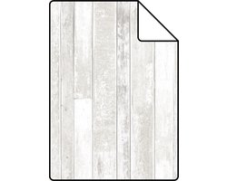 Proefstaal ESTAhome behang vintage sloophout planken licht warm grijs en mat wit - 53 cm x 10.05 m - 128836-S