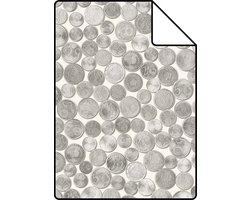 Proefstaal Origin Wallcoverings behang metallic munten ivoor wit en grijs - 26,5 x 21 cm - 347459-S