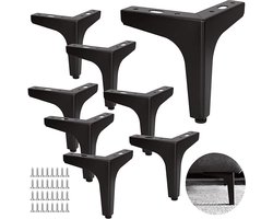 Prof Set van 8 bankpoten metaal 13 cm metalen meubelpoten belasting tot 900 kg meubelvoet zwart smeedijzeren tafelbevestiging bankvoet voor tv-meubel kledingkast met 40 schroeven