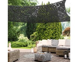Professioneel Camouflagedoek - 3x3x3m - Zwart - Schaduwdoek - +Bevestigingsmateriaal - Luifel - Hoogwaardige Kwaliteit - Tuin - Schaduwzeil - Driehoek - Camouflage