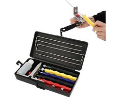 Professionele messenslijper - Messenslijperset met vaste hoek - Set van 5 stenen - Keukenmessenslijpsysteem - Huiskeuken Chef's Slijpgereedschap