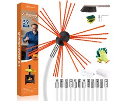 Professionele Schoorsteenveger Set Verlengbaar tot 12 Meter voor Houtkachel en Open Haard Reiniging