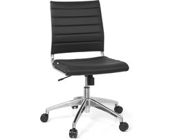 Professionele Zwart Faux Leren Bureau Stoel zonder Armleuningen – Moderne Draaistoel met Verhoogd Comfort