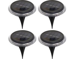 Progarden buiten lampje/prik spots - set 4x - solar verlichting - tuinpad/plant verlichting - LED - 11 cm