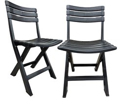 Progarden Klapstoel voor buiten/binnen - 4x - antraciet - 41 x 78 cm - stevig kunststof - Bijzet stoelen