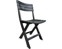 Progarden Klapstoel voor buiten/binnen - antraciet - 41 x 78 cm - stevig kunststof - Bijzet stoelen