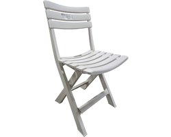 Progarden Klapstoel voor buiten/binnen - ivoor wit - 41 x 78 cm - stevig kunststof - Bijzet stoelen