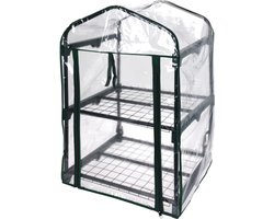 Progarden Kweekkas - 2 verdiepingen - 50 x 45 x 84 cm - broeikas met stalen plantenetage - PVC