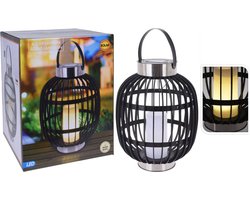 ProGarden Lantaarn met kaars solar LED 35 cm zwart