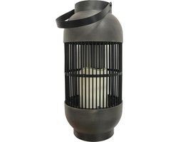 ProGarden Lantaarn - met kaars - solar LED - rattan zwart