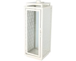 ProGarden metalen lantaarn voor kaars - wit, 14,5 x 14,5 x 39 cm