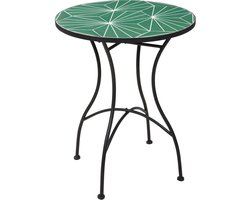 ProGarden - Metalen salontafel met mozaïek in de vorm van bladeren, 60 x 72 cm, tuinmeubel