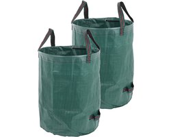 Progarden Tuinafvalzak - 2x - opvouwbaar - groot formaat - groen - 125 liter - bladeren opruimen