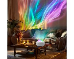 Projectielamp met zevenkleurige waterrimpels, iriserende sterrenhemellamp, sfeerverlichting met aurora borealis, decoratieve nachtlamp met USB-oplaadfunctie - wit