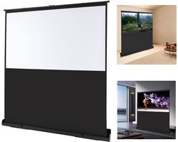 Projectiescherm Vloer - Draagbaar Scherm - Thuisbioscoop - Instelbare Hoogte - 80 Inch 16:9 - Zwart