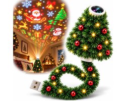 Projectorlamp - Kerst Projectorlamp - Kerstboom Nachtlamp - met 6 Projectiepatronen - USB Kerstverlichting - Flexibel Ontwerp - LED Sfeerverlichting voor Muur en Plafond - Kerstdecoratie voor Woonkamer, Slaapkamer en Feest