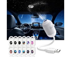 Projectorlamp - Met 12 Patronen - Sterren Projector - Planet Projector - Sterrenhemel projector - Sterren Nachtlamp - Galaxy Projector - Sterrenlamp - USB - Draagbaar - Plug-and-play - Met 360° Rotatie - Voor kamperen, auto, plafond en wanddecoratie