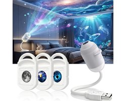 Projectorlamp - Sterren Projector - Planet Projector - Sterren Nachtlamp - Galaxy Projector - Met 3 Patronen - Sterrenhemel Projector - Sterrenlamp - Plug-and-play - USB - Draagbaar - Reisgeschenk - Cadeau voor Kinderen & Volwassenen