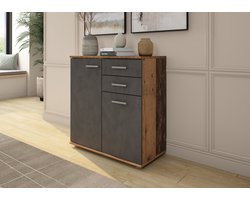Promeubels - Dressoir Manchester 2 - Old wood / Antraciet - 71cm - Commode - Opbergkast