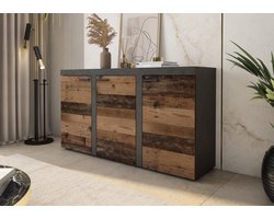 Promeubels - Dressoir Rocky 2 - Old wood / Antraciet - 149 cm - Commode - Woonkamer - Slaapkamer - Opbergkast
