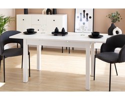 Promeubels - Eetkamertafel Newcastle - Wit - 120-160cm - Uitschuifbaar - Eettafel