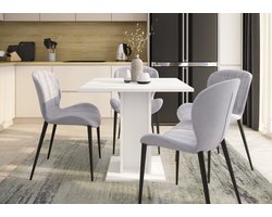 Promeubels - Eettafel Santos - Wit mat - 80cm x 80cm - Keukentafel - Eetkamertafel