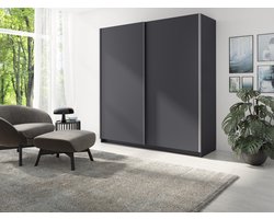 Promeubels - Kledingkast Geneve - Grijs - 151cm x 199cm (B x H) - Garderobekast - Slaapkamer - Schuifdeur